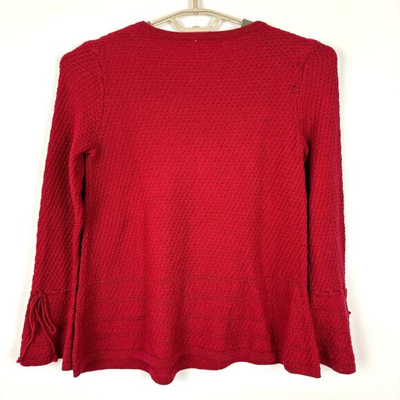 Style & Co. Red Metallic Sweater PM Medium Petite bell sleeve Y2K Holiday - Picture 2 of 8